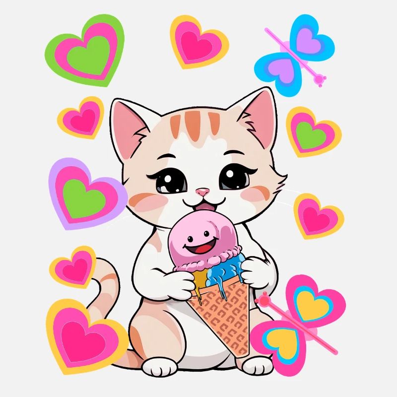 Katze Katzen Eiswaffel Eis Sommer Kind Kinder