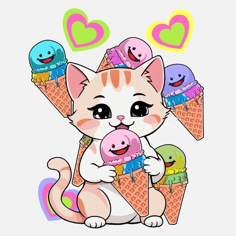 Katze Eis Eiskrem Kinder Kind Süßigkeiten