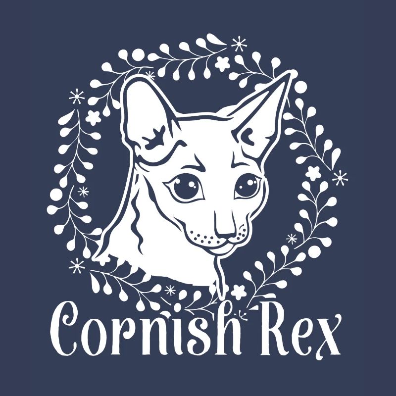Cornish rex cat Floral Pattern