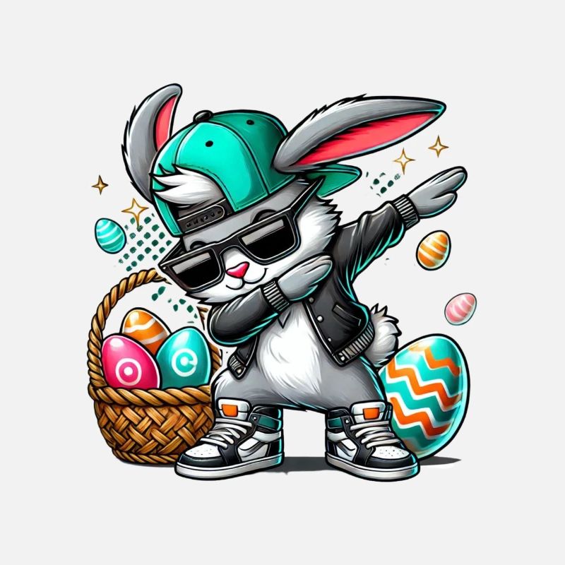 Stylish bunny with Easter basket