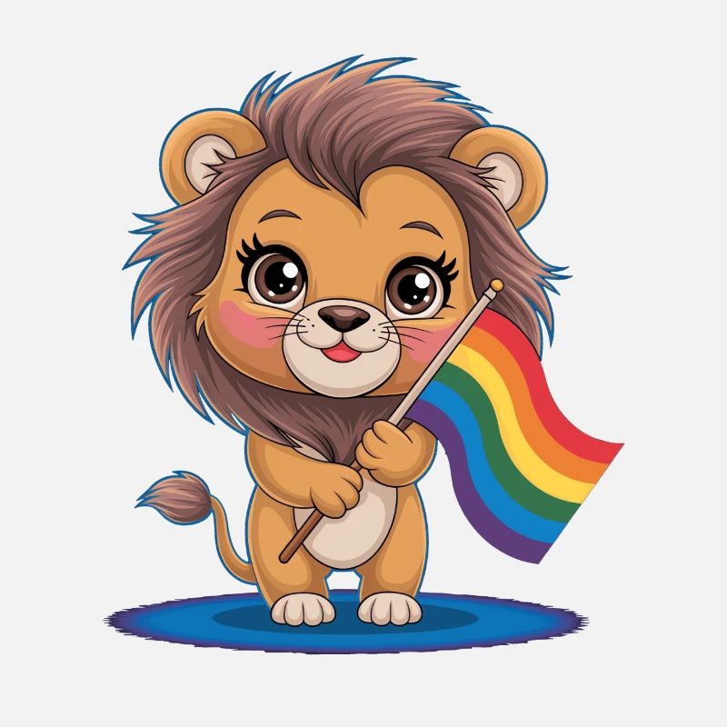 Niedlicher Löwe Mit Regenbogenfahne