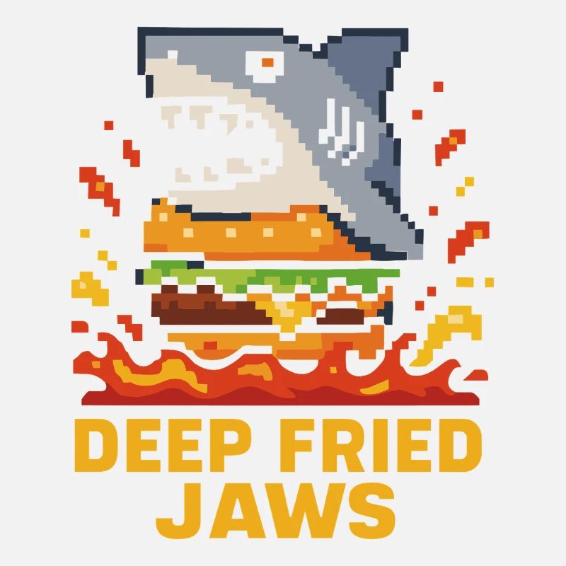 Deep Fried Jaws Pixel Shark Burger