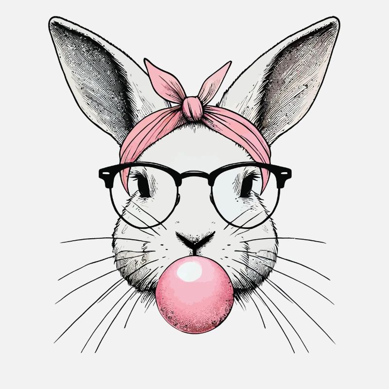 Lapin rétro de Pâques avec style bulle de gomme