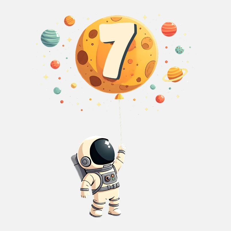 Cute Astronaut 7th Birthday Boy Outer Space