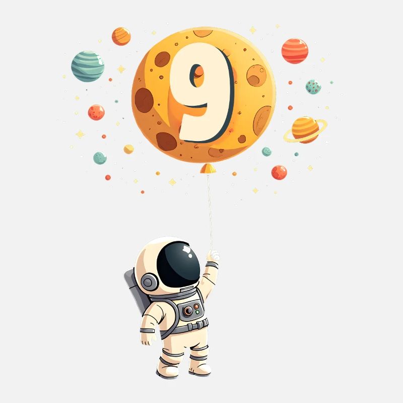 Cute Astronaut 9th Birthday Boy Outer Space