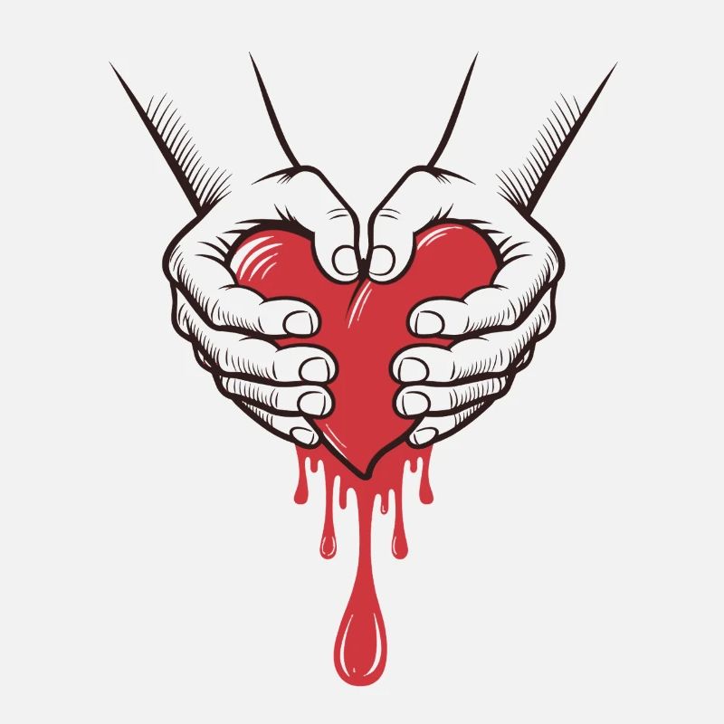 Hands Holding Bleeding Heart Illustration