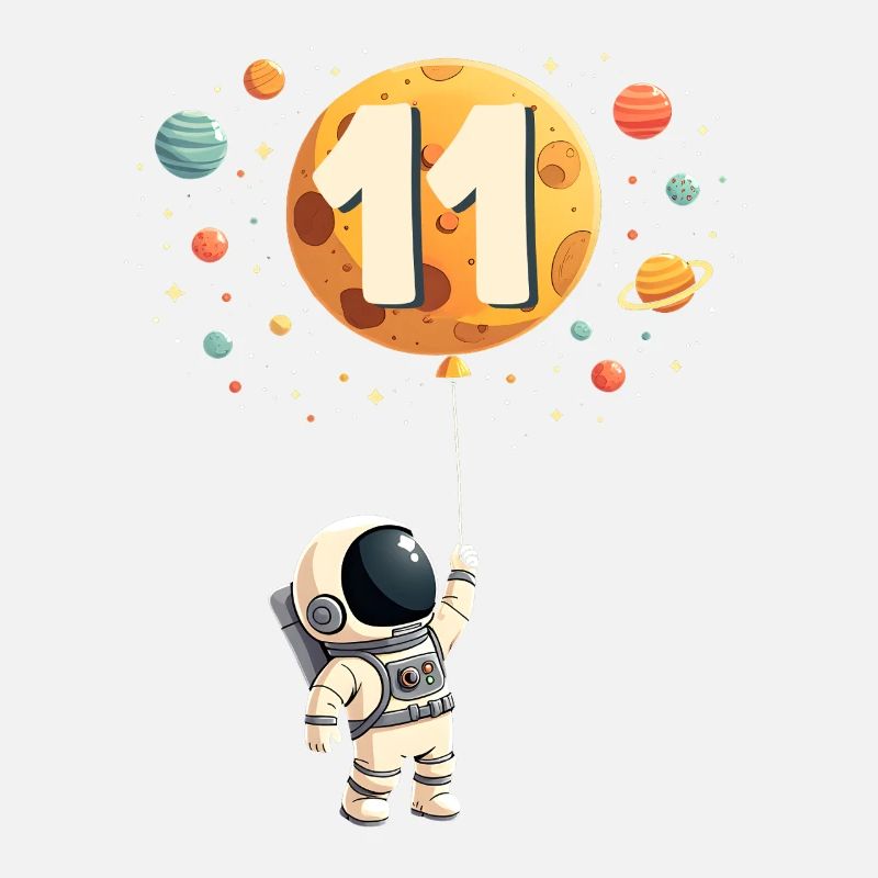 Cute Astronaut 11th Birthday Boy Outer Space