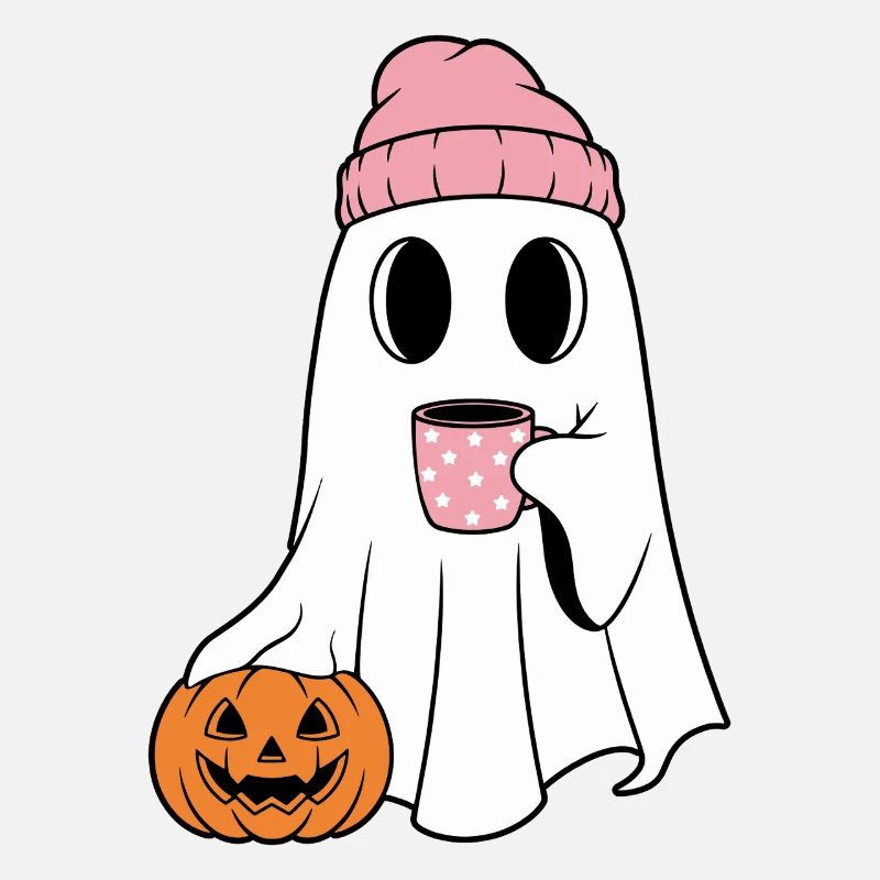 Cute Ghost Drinking Coffee Enthusiast