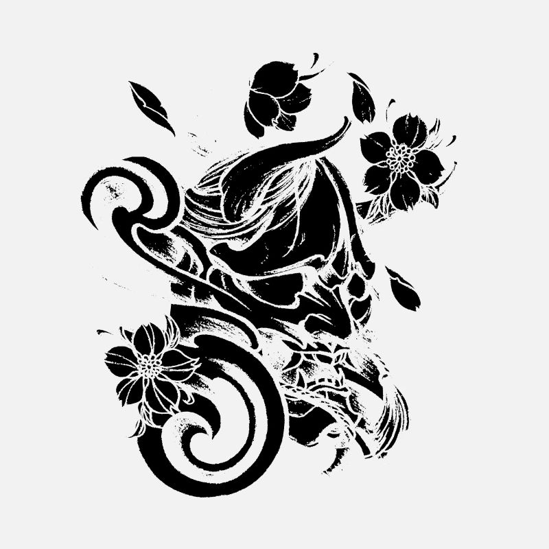 Teufel mit Blumen schwarz