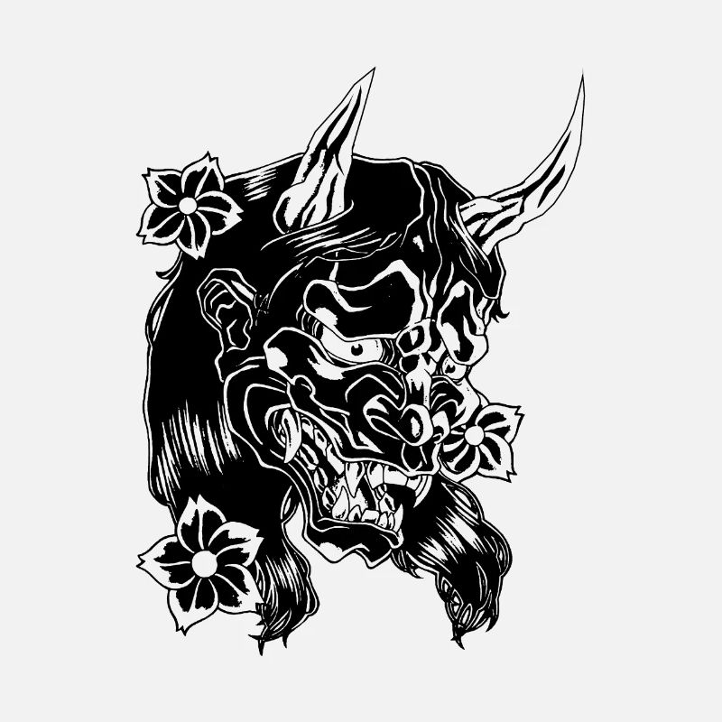 Diable avec des fleurs noires