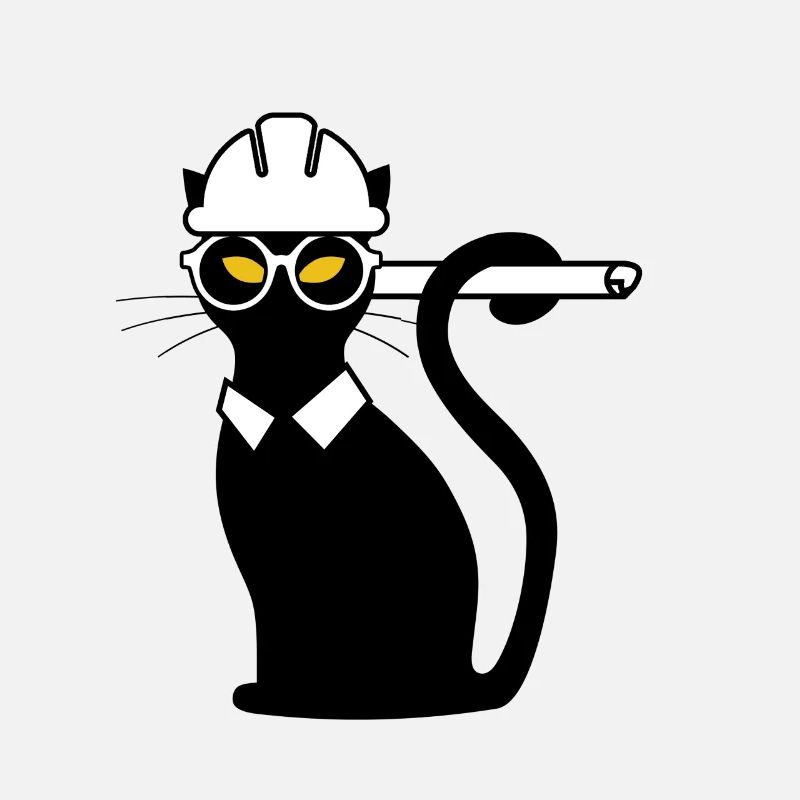 Ingenieur Katze Bauhelm Bauplan Geschenkidee Shirt