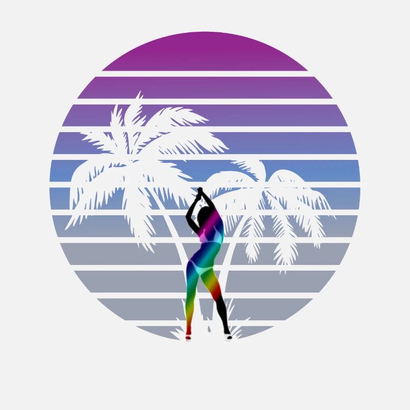 synth wave babe des années 80 style miami palms