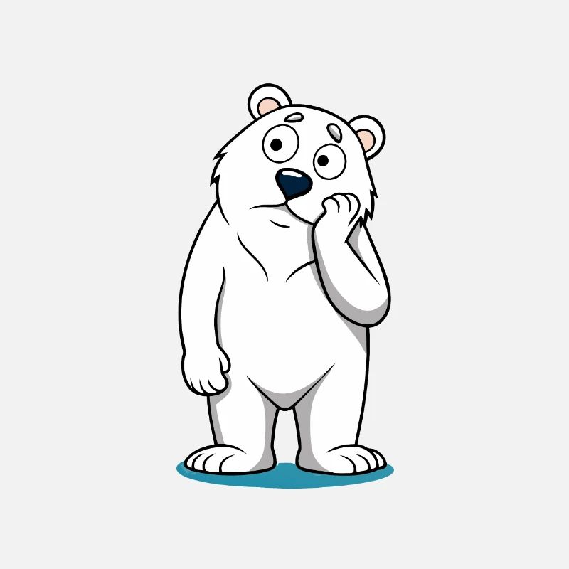 Perplexed Polar Bear: Curious Cartoon Bear