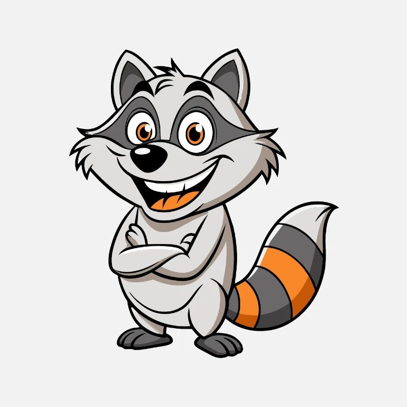 Raton laveur espiègle avec un Sly Grin Cartoon Art