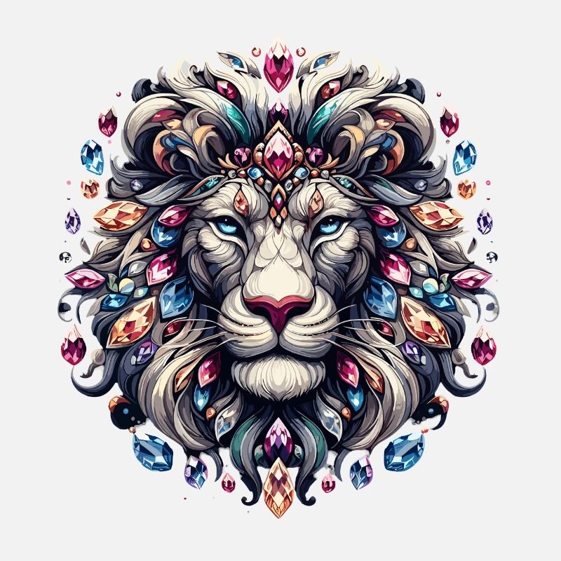 Lion's Majesty Digitale Kunst mit kostbarem Edelstein