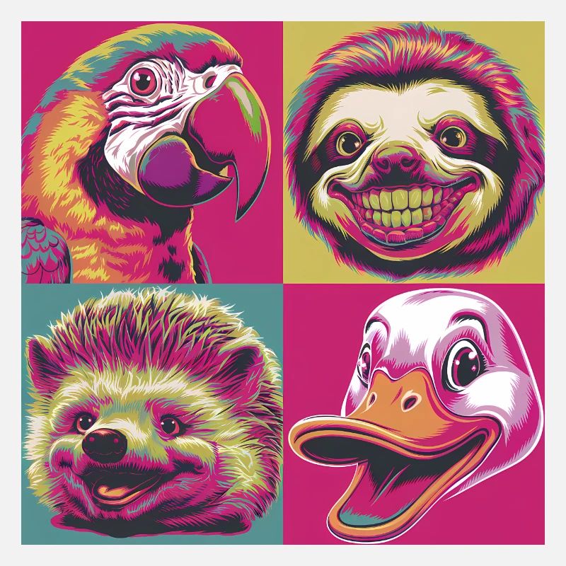 Pop Art Smile Animals Hedgehog Duck Halloween Parrot