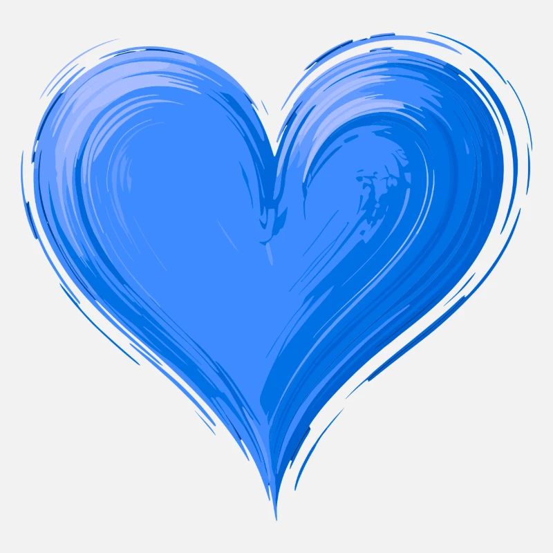 Coeur bleu peint à la main