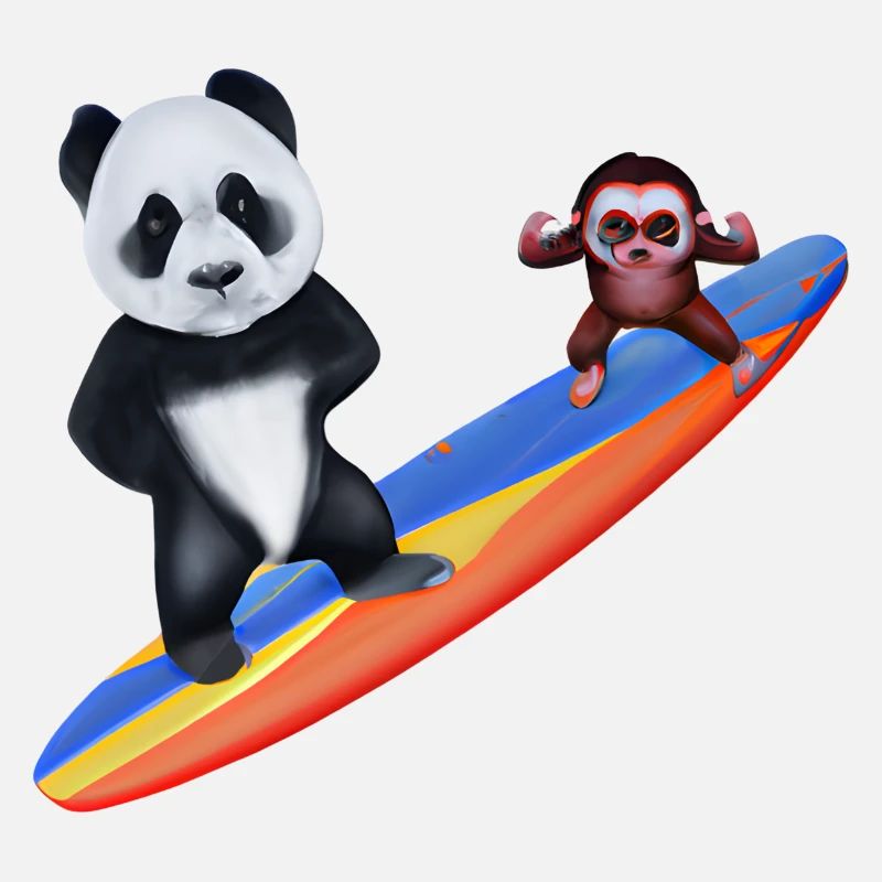 Surfing Panda and Monkey