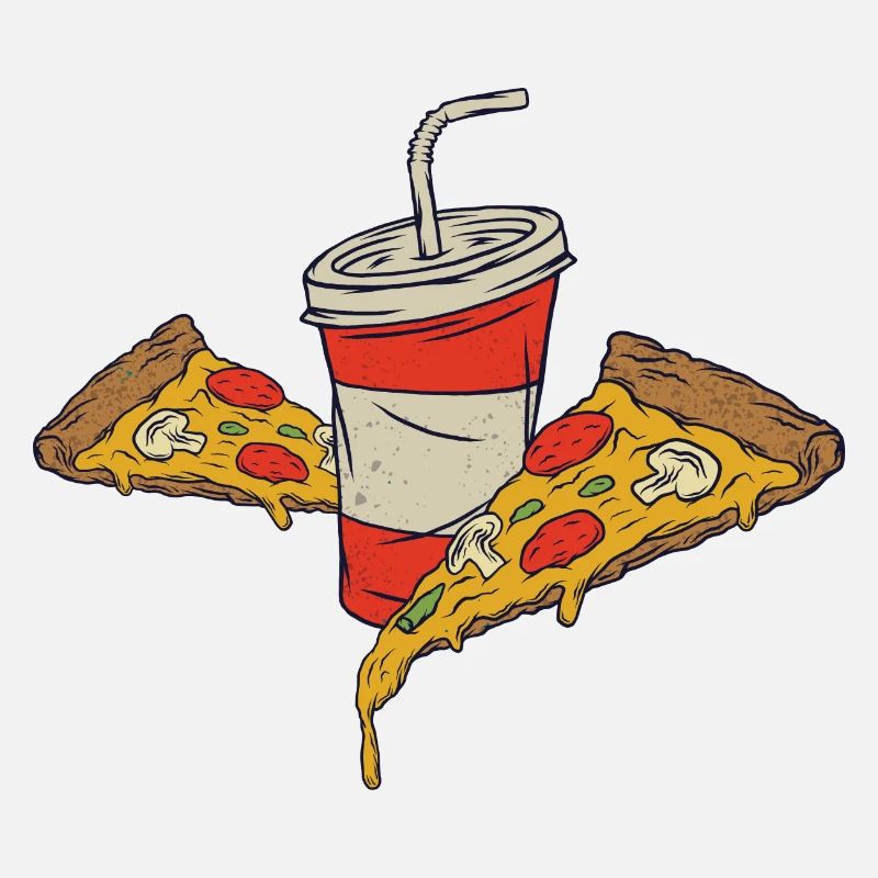 Pizza mit Getränk