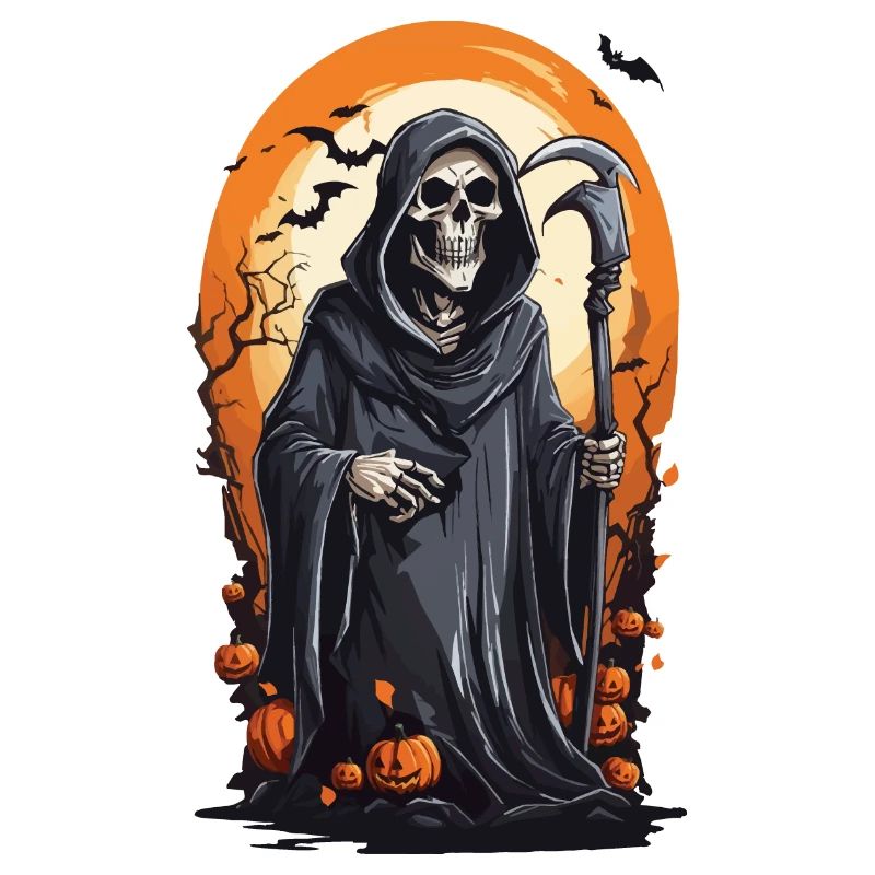 Gothic Grim Reaper Halloween Night Skeleton