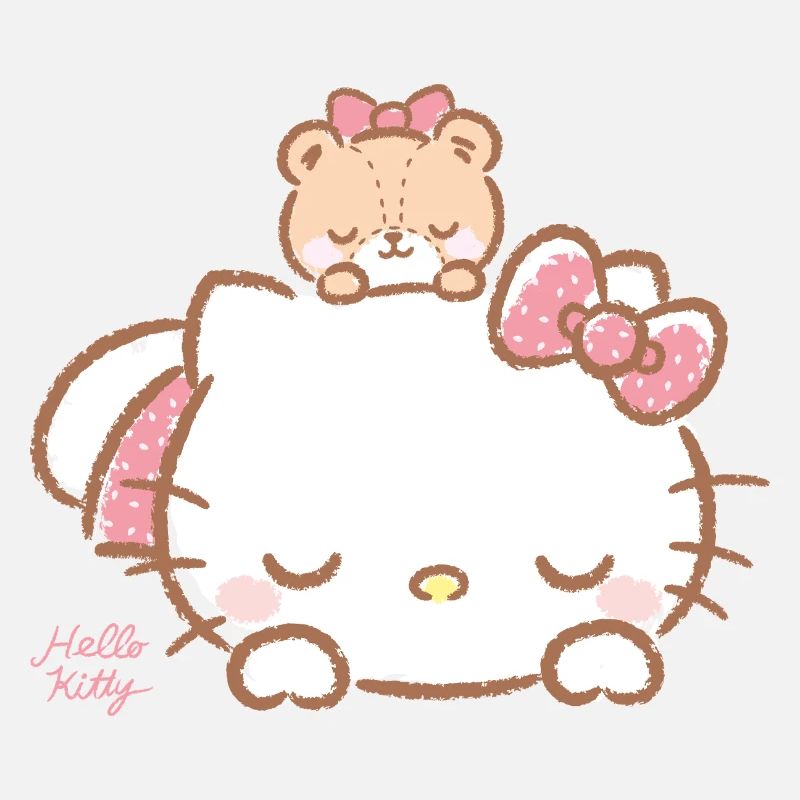 Hello Kitty Mit Teddy Auf Dem Rücken