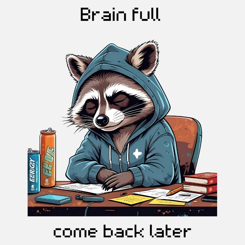 Brain Full – Come Back Later | Tired raccoon
