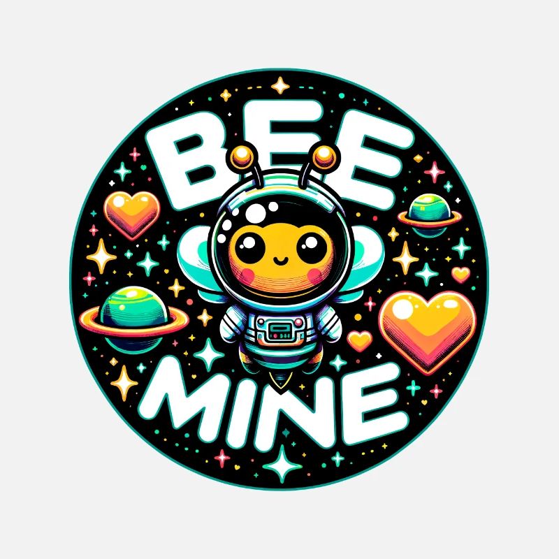 Bee Mine: Astronaut Bee Planets & Hearts Playful
