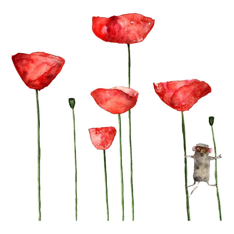 Maus Mohn Tier Sommer witzig frech