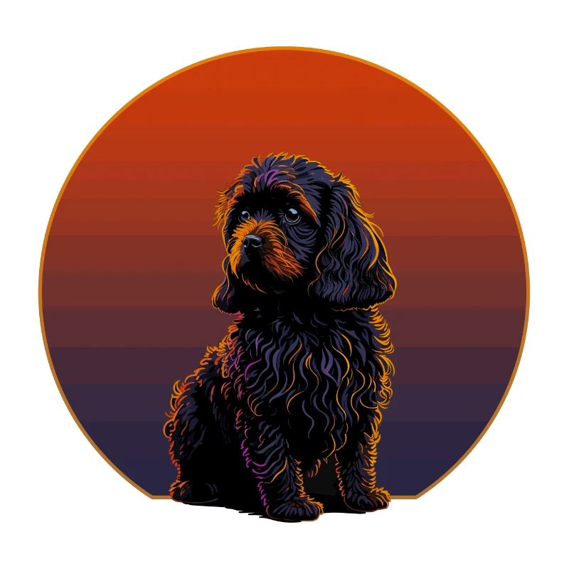 Cavapoo retro sunset
