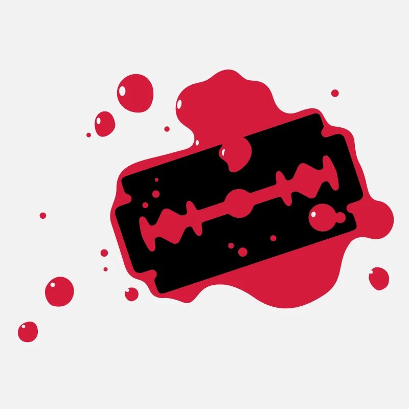 Razor blade with blood