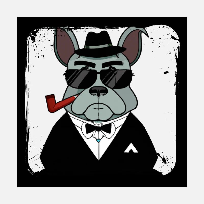 Drôle de chien français de bouledogue de style mafieux
