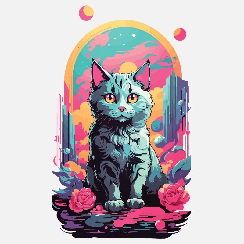 Magische Pastell Goth Katze mit Rosen Design