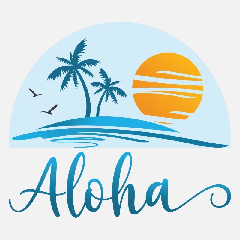 Aloha Surfing Hawaii Surfer Beach Palm Tree Sun