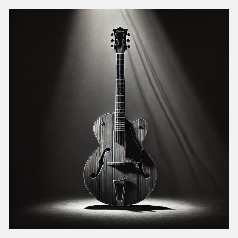 Schwarz-Weiß Gemälde einer E-Gitarre