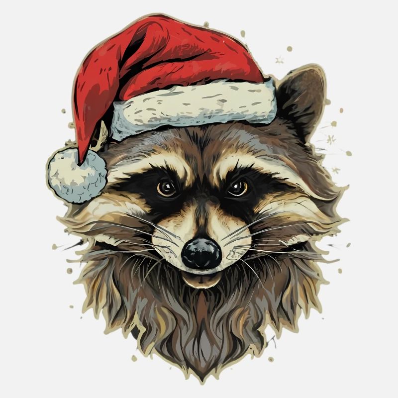 Raton laveur avec bonnet de Père Noël