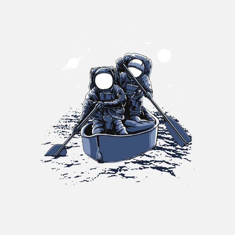Deux astronautes d'aviron à travers l'univers.
