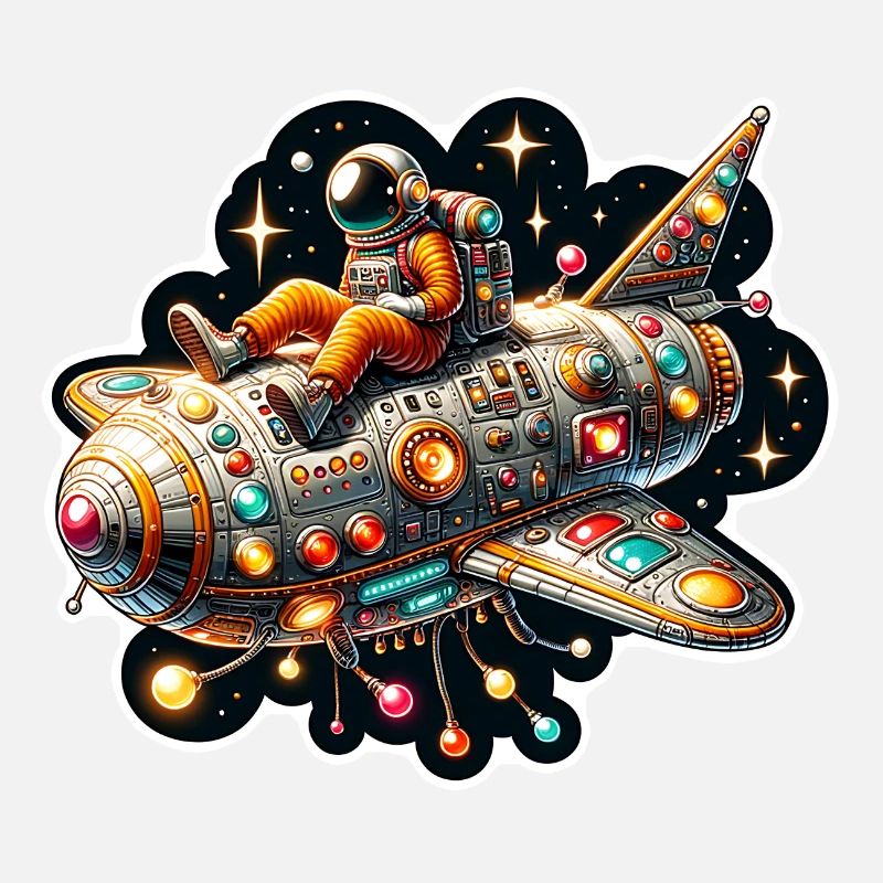 Imaginative whimsical spaceship with astronaut