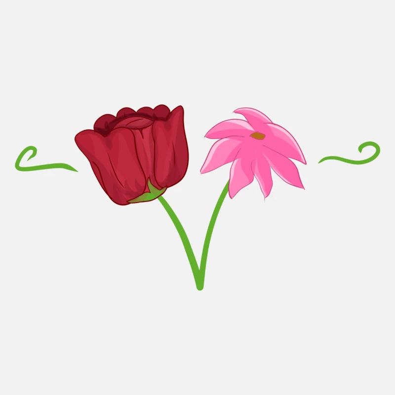 Two flowers pink red