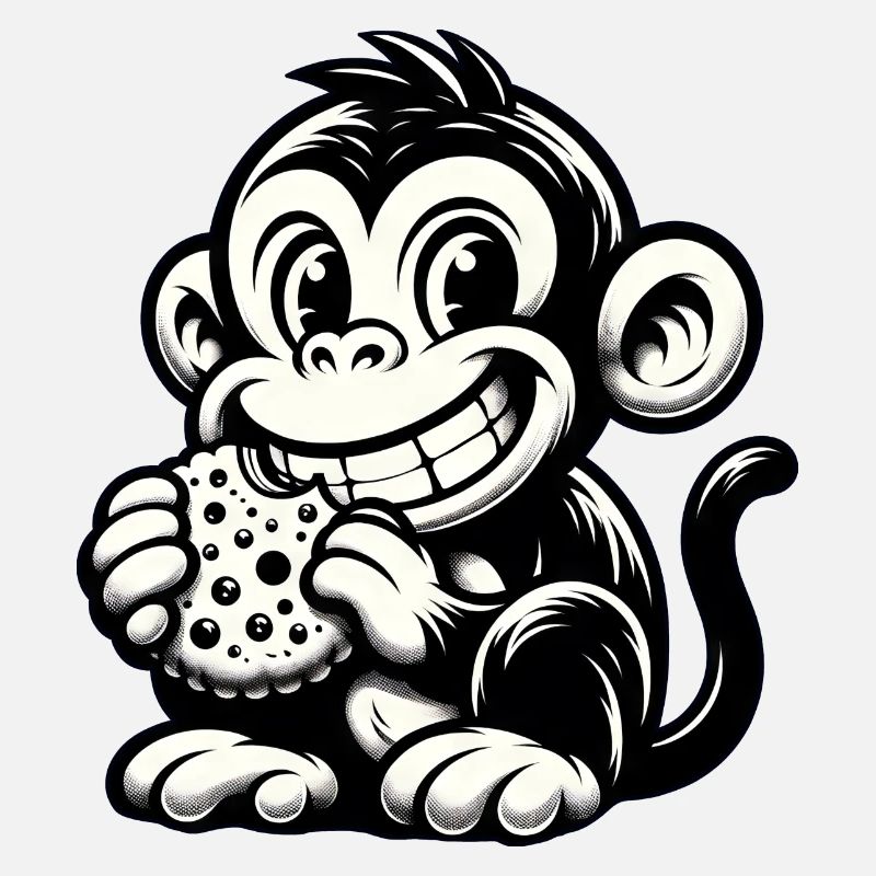 Chimpanzee with Biscuit Monochrome Design