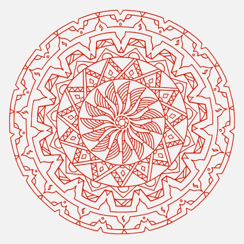 Solar Wheel rot - Mandala made with Love