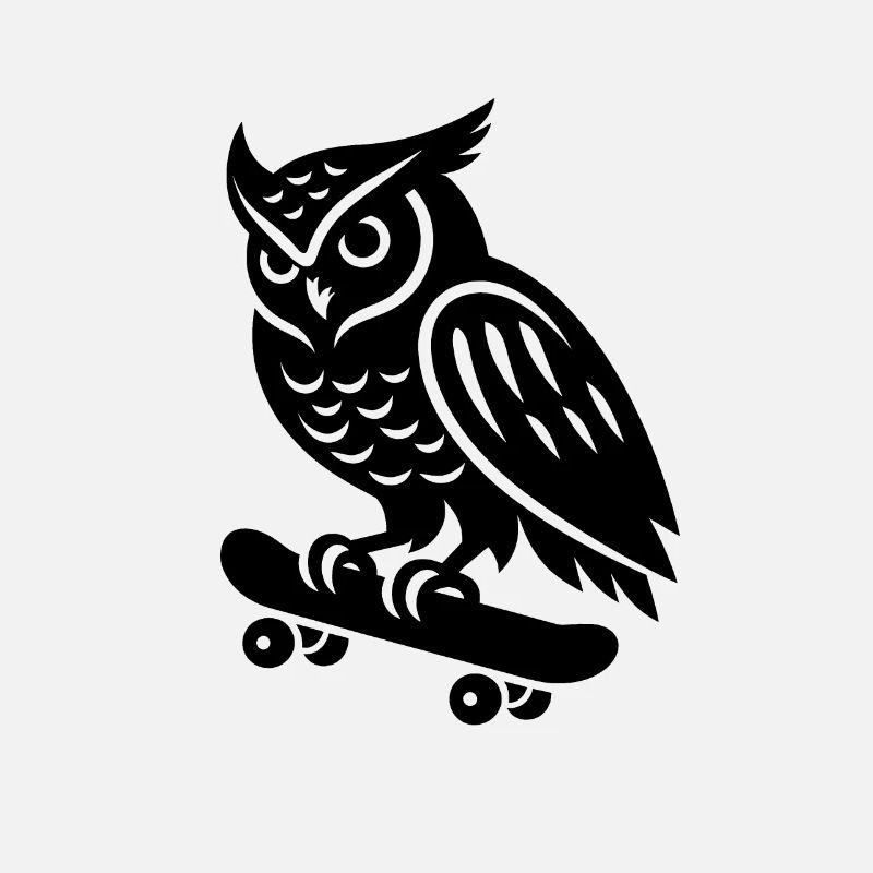 Schneeeule Skateboarder Skatersilhouette Minimalis