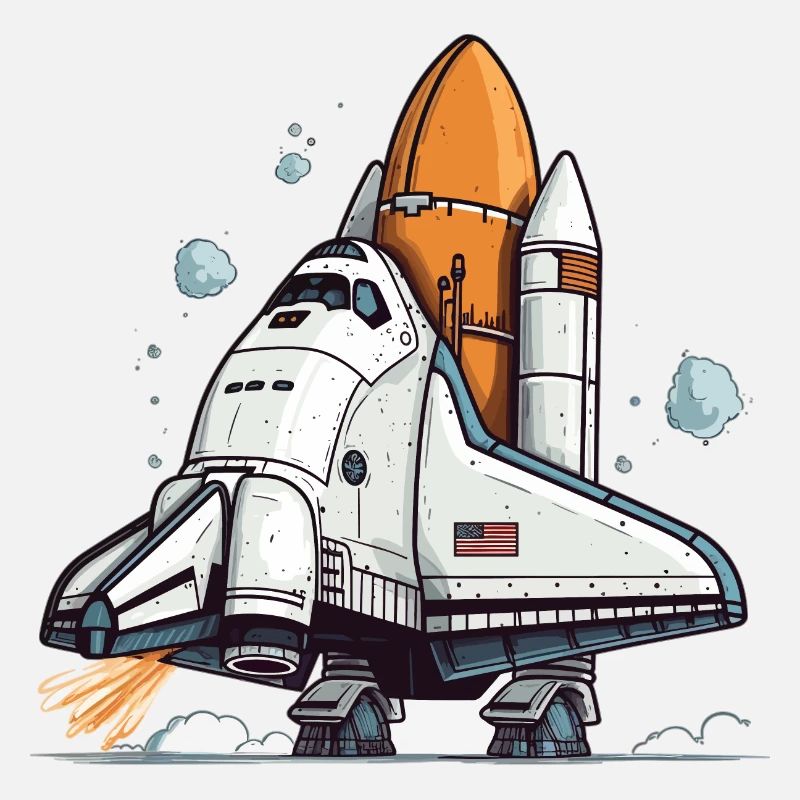 Playful Cartoon Space Shuttle