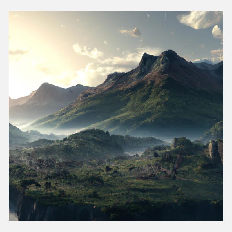 Beau paysage de montagne dans le brouillard