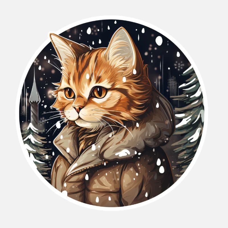 Red tom with jacket in the snow