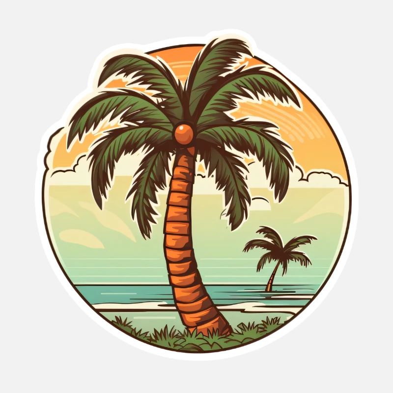 Palm tree with a single coconut