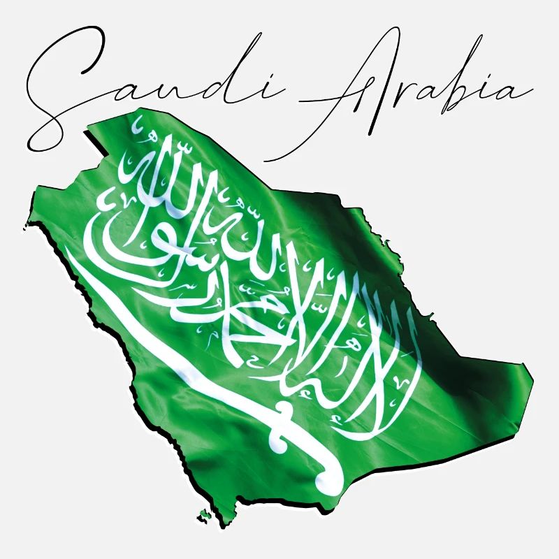 Saudi Arabia Flag in Saudi Arabia Map EN