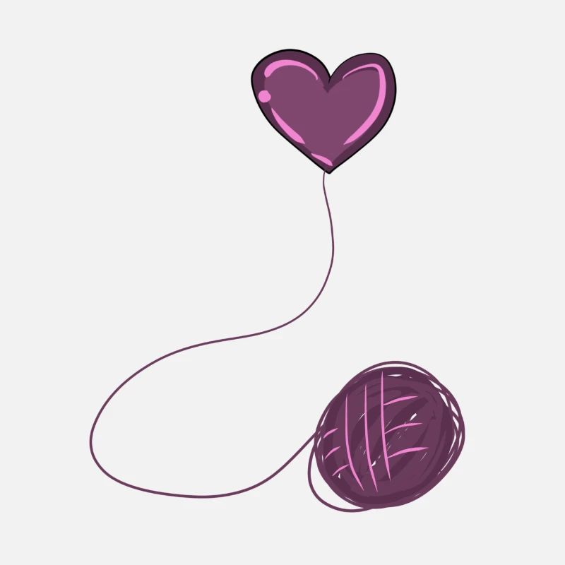 heart pink symbol wool thread line