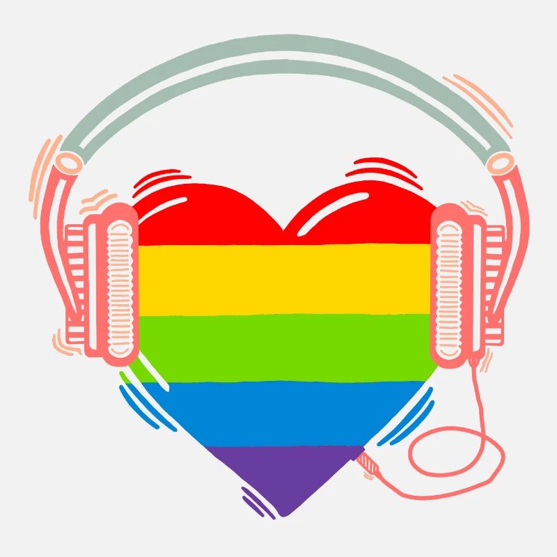 Regenbogenherz mit Kopfhörer cool Street Art