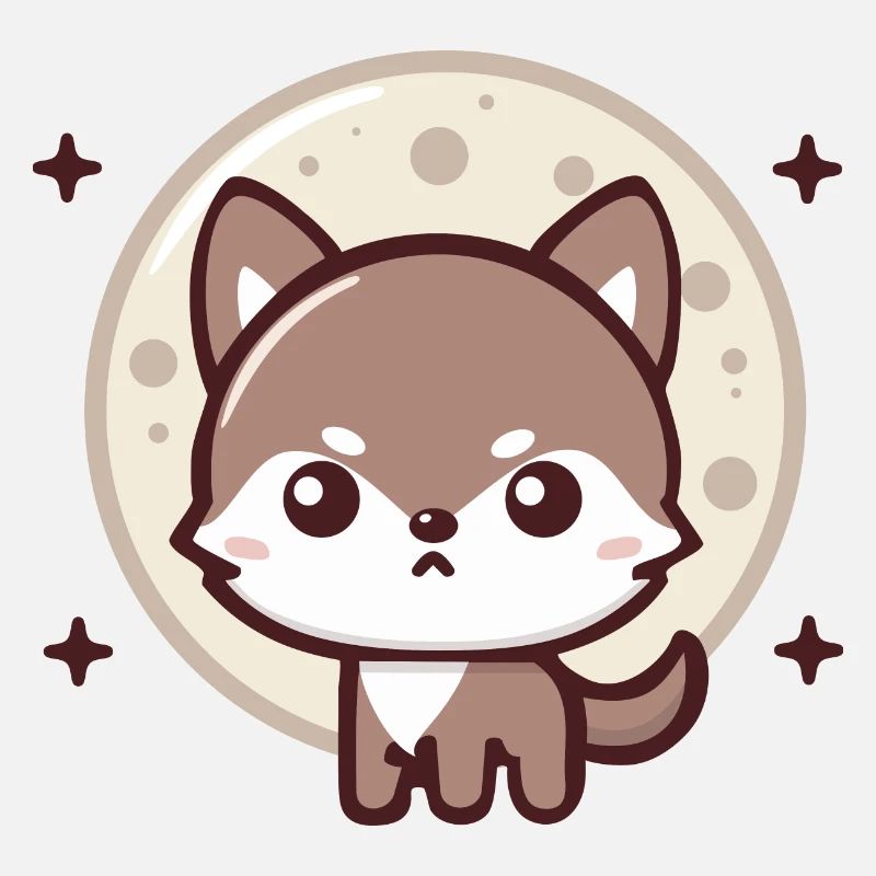 du clair de lune : Chibi Loup avec lune