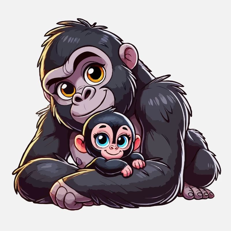 Gorilla-Mutter mit Kind